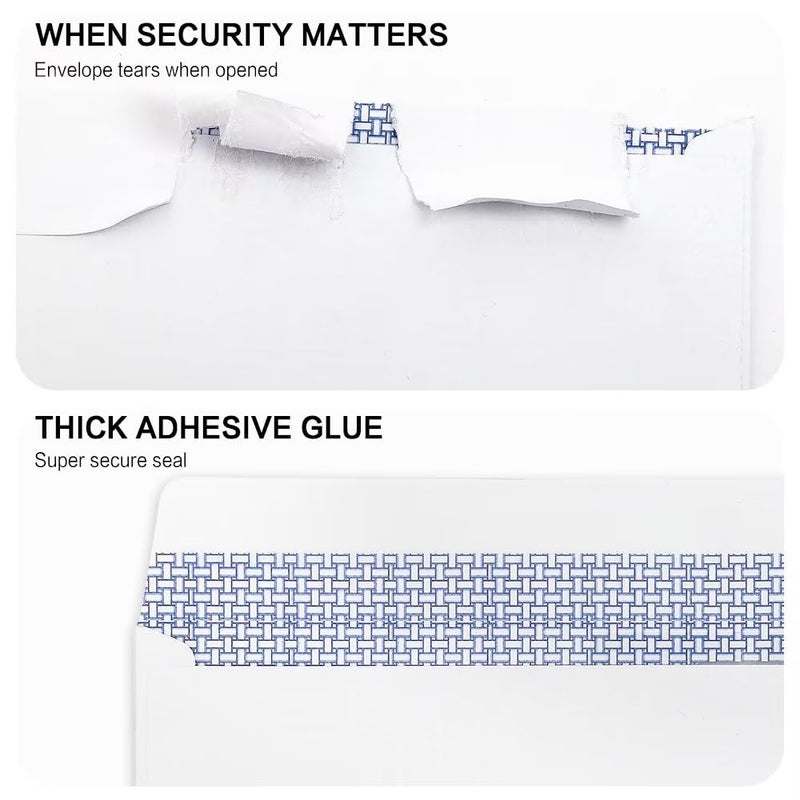HERKKA #10 Security Self-Seal Envelopes, No.10 Windowless Bussiness Envelopes, Security Tinted with Printer Friendly Design - Size 4-1/8 x 9-1/2 Inch - White - 24 LB - 500 Pack - Image 4